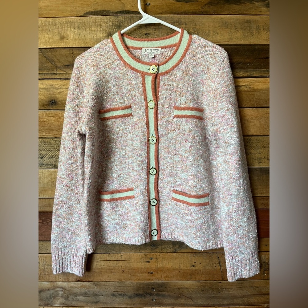 J. Crew Marled Sweater Lady Jacket Soft Colors Size M - Picture 2 of 9